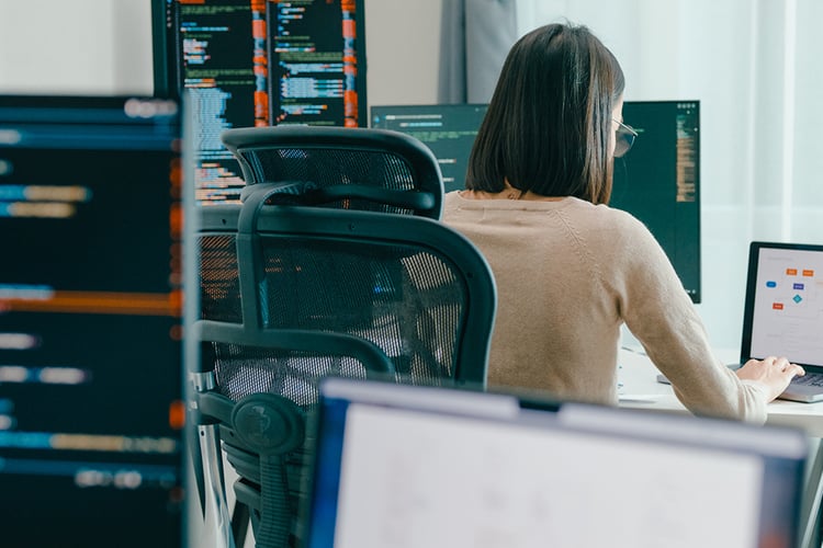 Women working on a technical project